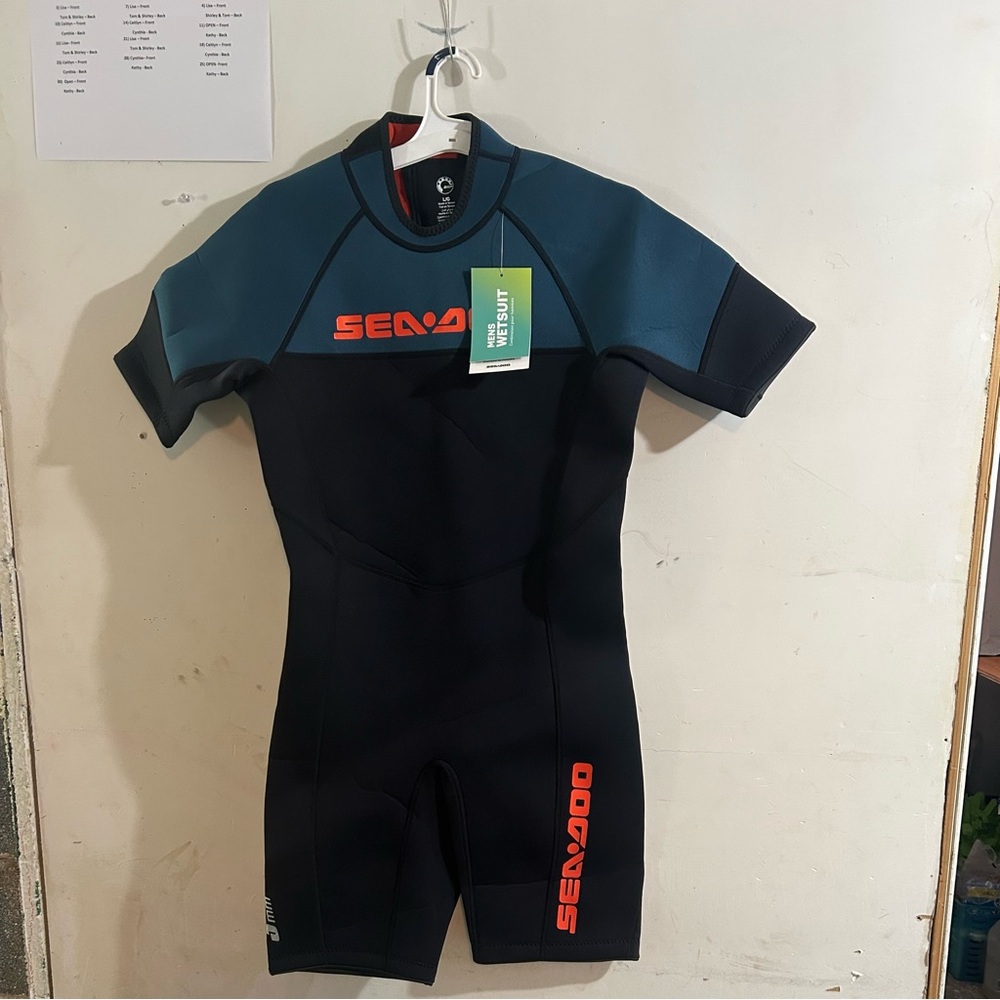 Sea-Doo Men's Black and Blue Large Wetsuits